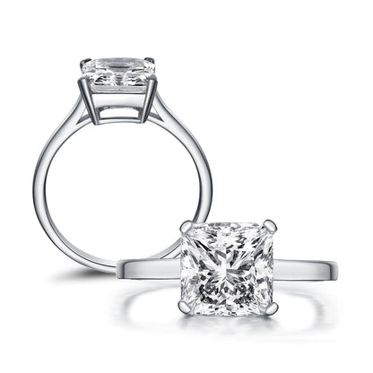 925 Sterling Silver Princess Created CZ Solitaire Ring 3