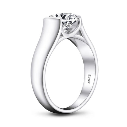 925 Sterling Silver Classic Round Created White CZ Ring 5