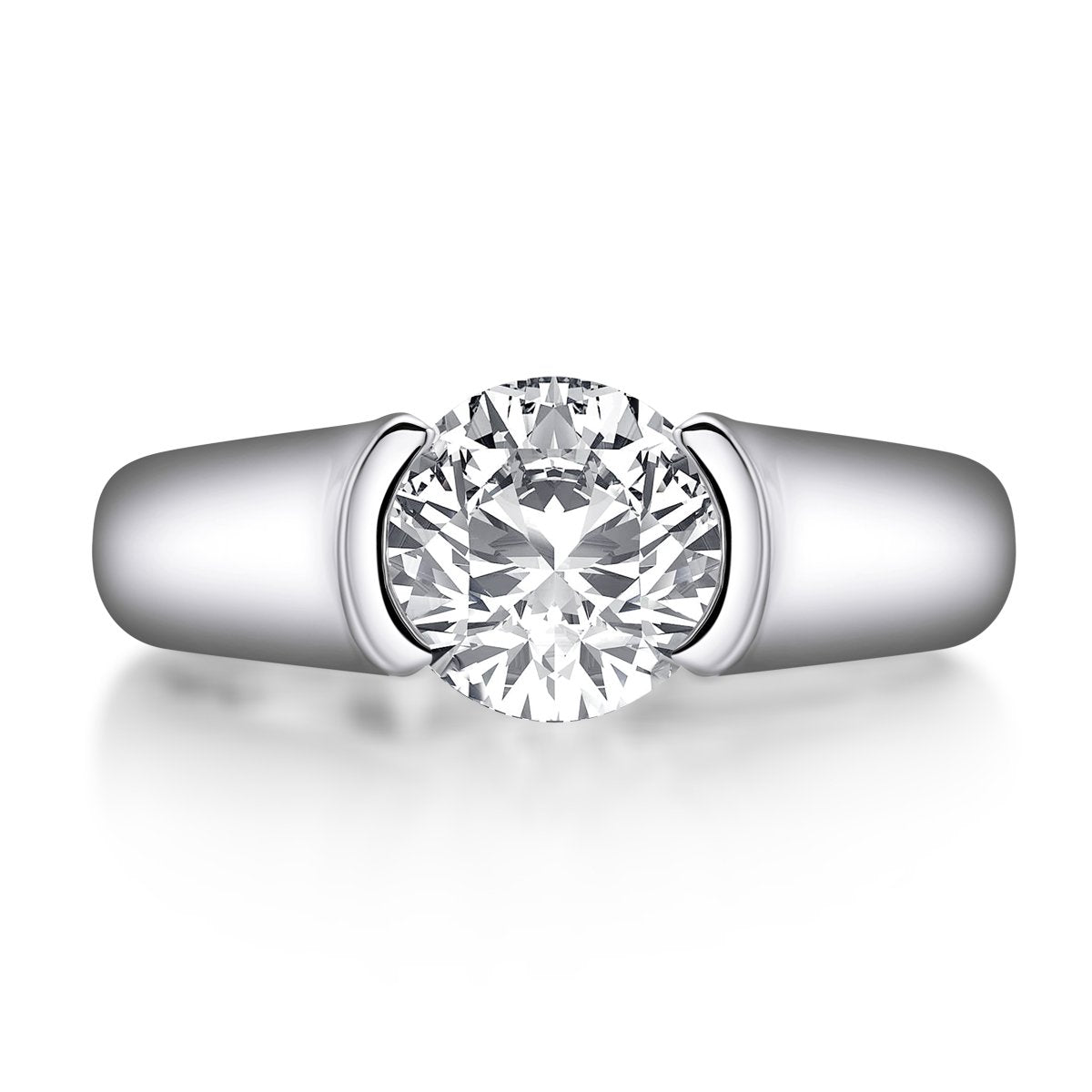 925 Sterling Silver Classic Round Created White CZ Ring 3