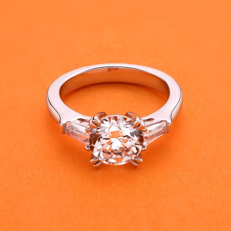 925 Sterling Silver Classic Round CZ Three Stone Ring 2