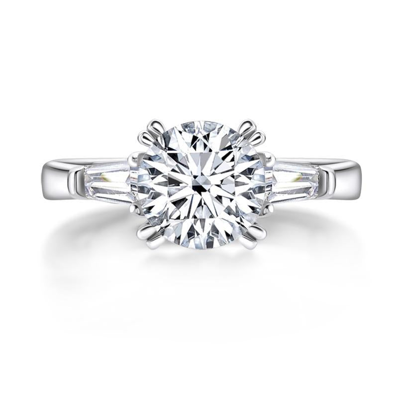 925 Sterling Silver Classic Round CZ Three Stone Ring 3