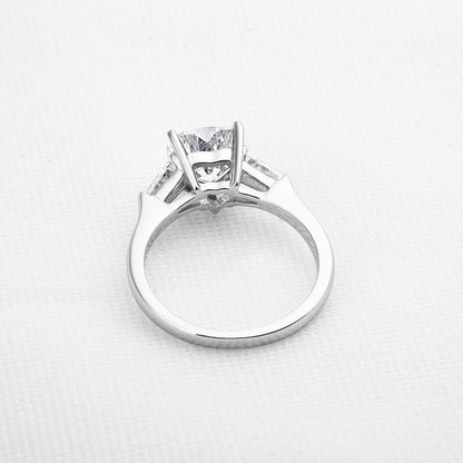 925 Sterling Silver Heart Shaped CZ Three Stone Ring 3