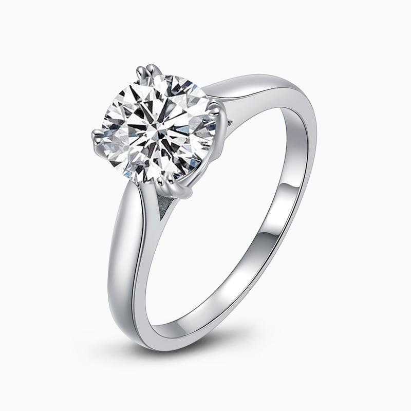 925 Sterling Silver Classic Round Cut CZ Solitaire Ring 1