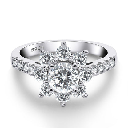 925 Sterling Silver Halo Round Cz Sunflower Ring 4