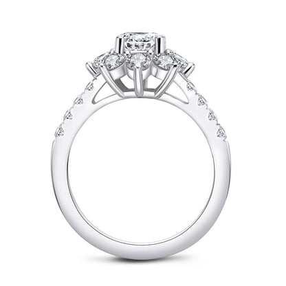 925 Sterling Silver Halo Round Cz Sunflower Ring 8