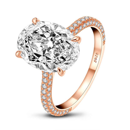 925 Sterling Silver Women Wedding Rings Rose Gold 5 Carat Oval Cut Created Diamond Engagement Ring 1