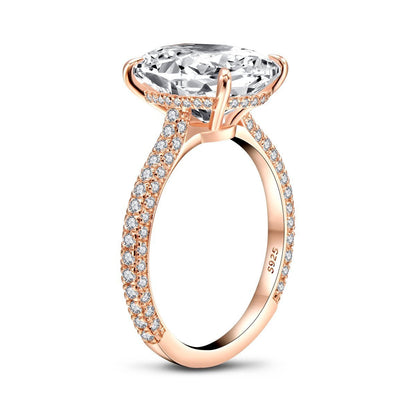 925 Sterling Silver Women Wedding Rings Rose Gold 5 Carat Oval Cut Created Diamond Engagement Ring 4