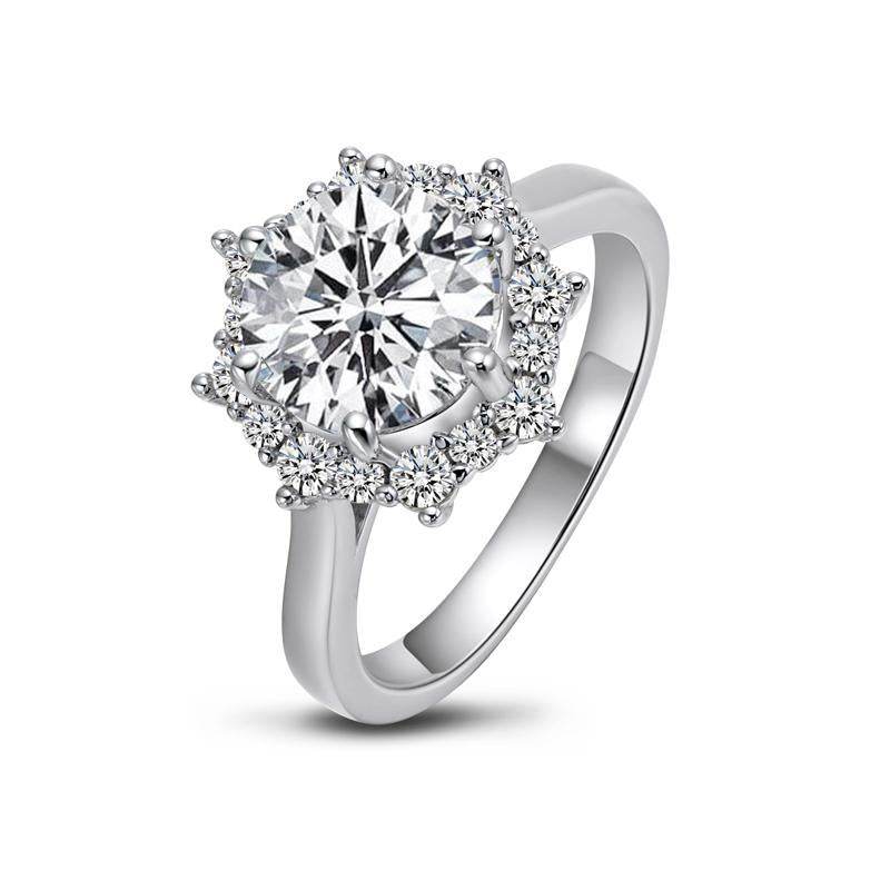 925 Sterling Silver Round Cz Halo Ring 2