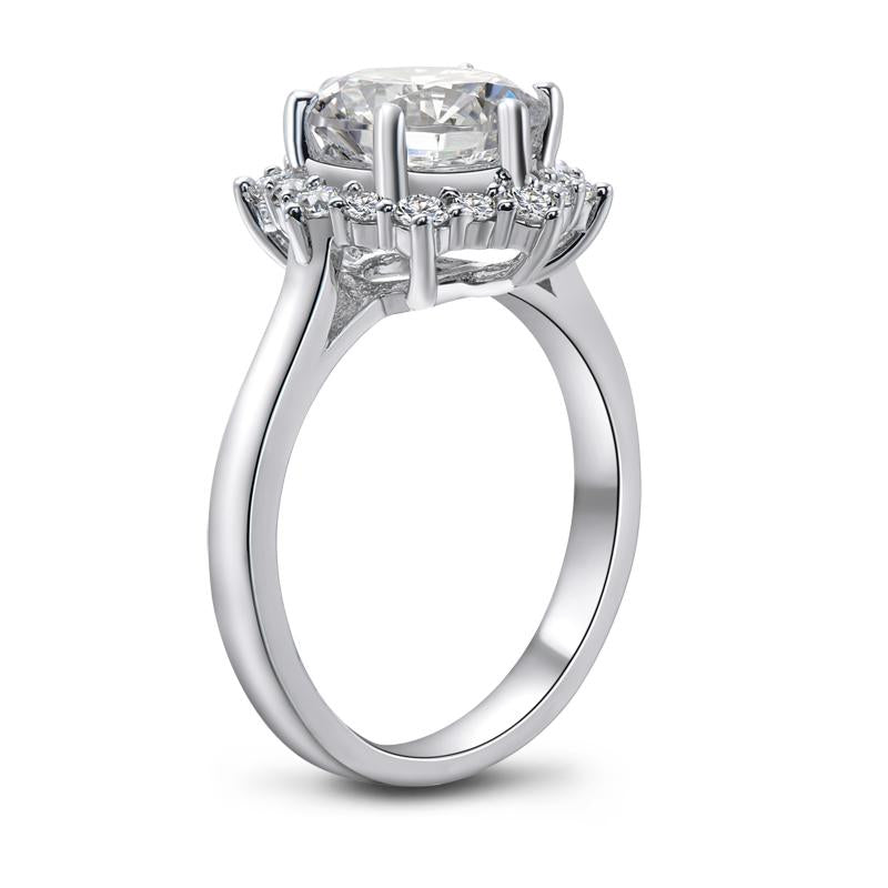 925 Sterling Silver Round Cz Halo Ring 4