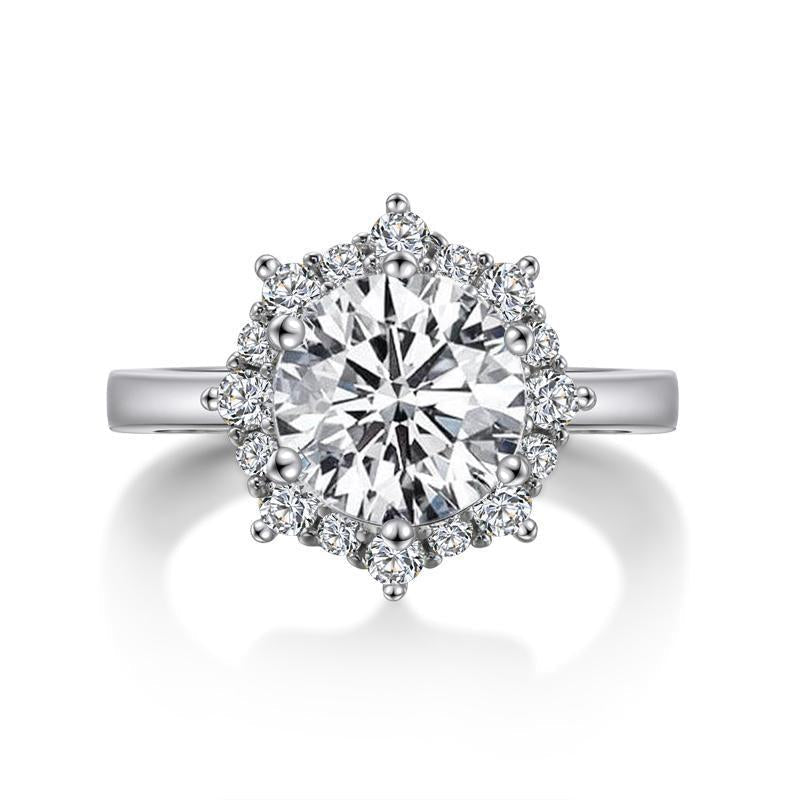 925 Sterling Silver Round Cz Halo Ring 3