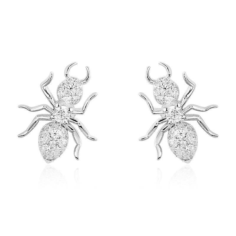 925 Sterling Silver CZ Spider Created Diamond Stud Earring 1