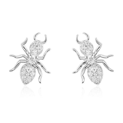 925 Sterling Silver CZ Spider Created Diamond Stud Earring 1