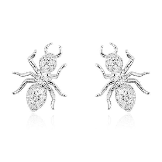 925 Sterling Silver CZ Spider Created Diamond Stud Earring 1