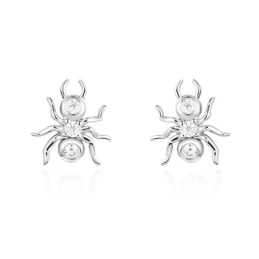 925 Sterling Silver Small Spider CZ Stud Earring 1