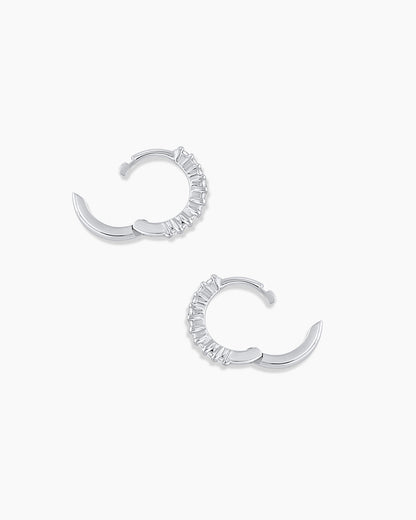 925 Sterling Silver Diamond Pavé Huggies Earrings 4