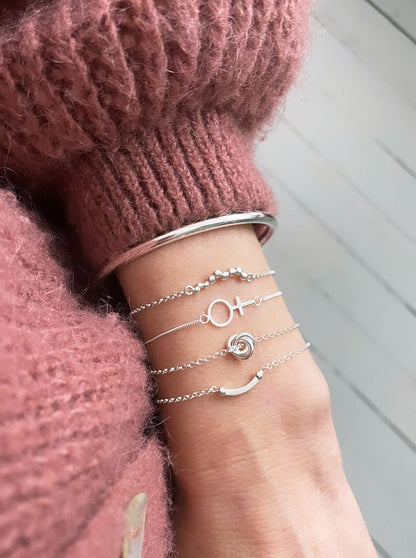 925 Sterling Silver Tiny Smile Bracelet, silver 4