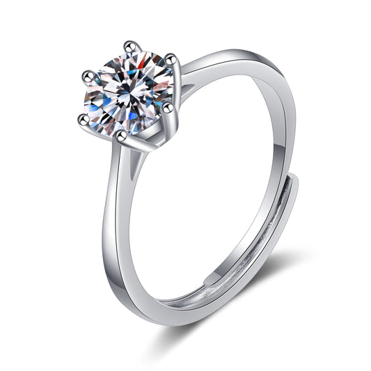 925 Sterling Silver Classic 0.3ct/0.5ct/1.0ct Round Cut CZ Solitaire Ring 1