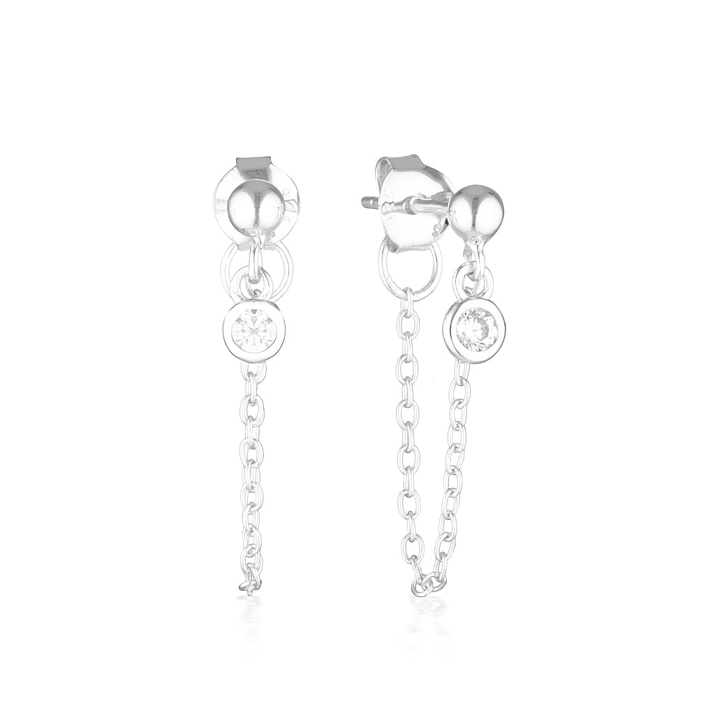 925 Sterling Silver Bree Round Cut Cubic Zirconia Earrings 1