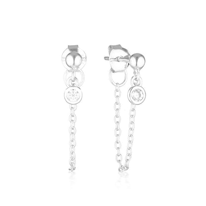 925 Sterling Silver Bree Round Cut Cubic Zirconia Earrings 1