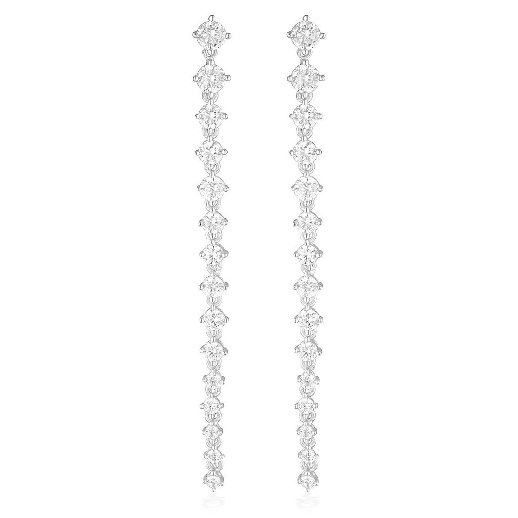 925 Sterling Silver Cerene Round Cut Cubic Zirconia Drop Earrings 1