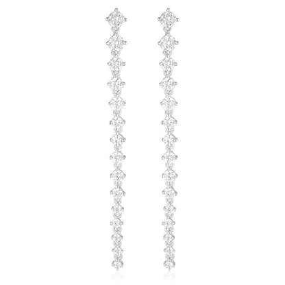 925 Sterling Silver Cerene Round Cut Cubic Zirconia Drop Earrings 1