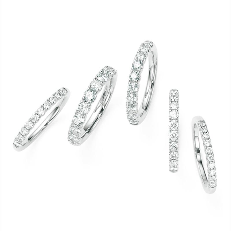 925 Sterling Silver Gold Round Cut CZ Half Eternity Ring 9