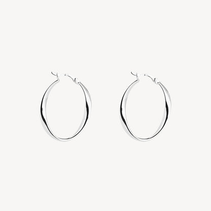 Cinta Hoop Oval Shape Silver Earring 6