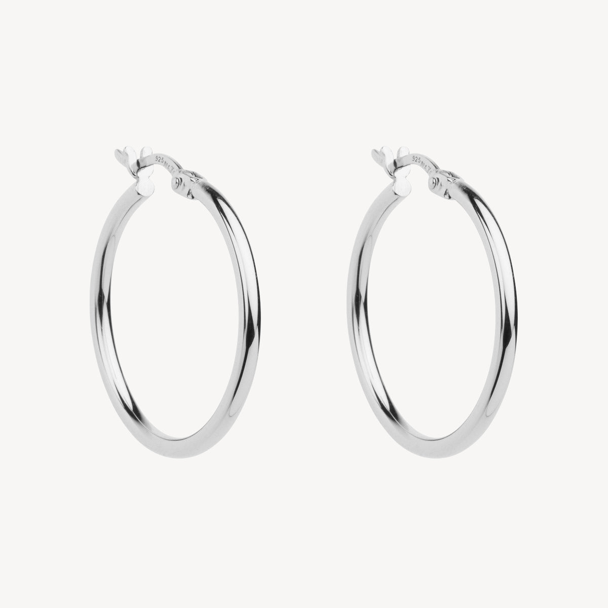 2mm Simple Hoop Silver Earring 1