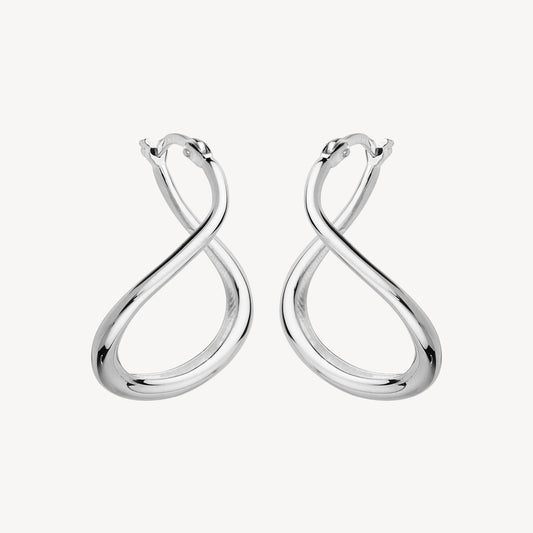 23mm Wave Hoop Silver Earring 1