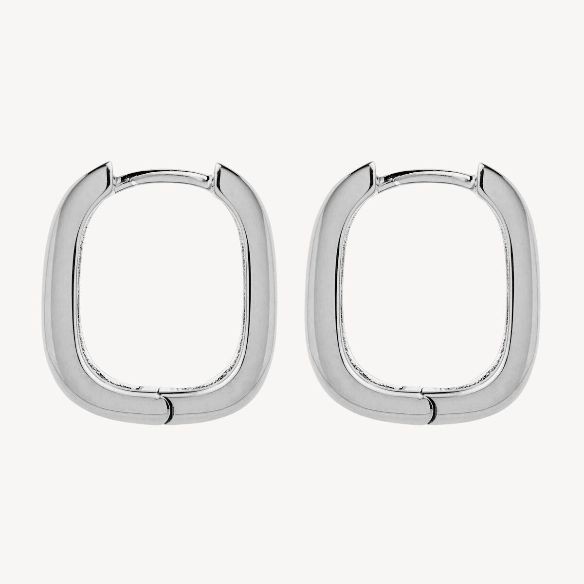 Elysium Huggie Hoop Oval Straight Silver Earring 4