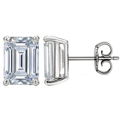 925 Sterling Silver Emerald Cut Cubic Zirconia Stud Earrings 4