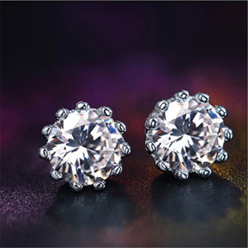 925 Sterling Silver Round Cut Cubic Zirconia Stud Earrings 2