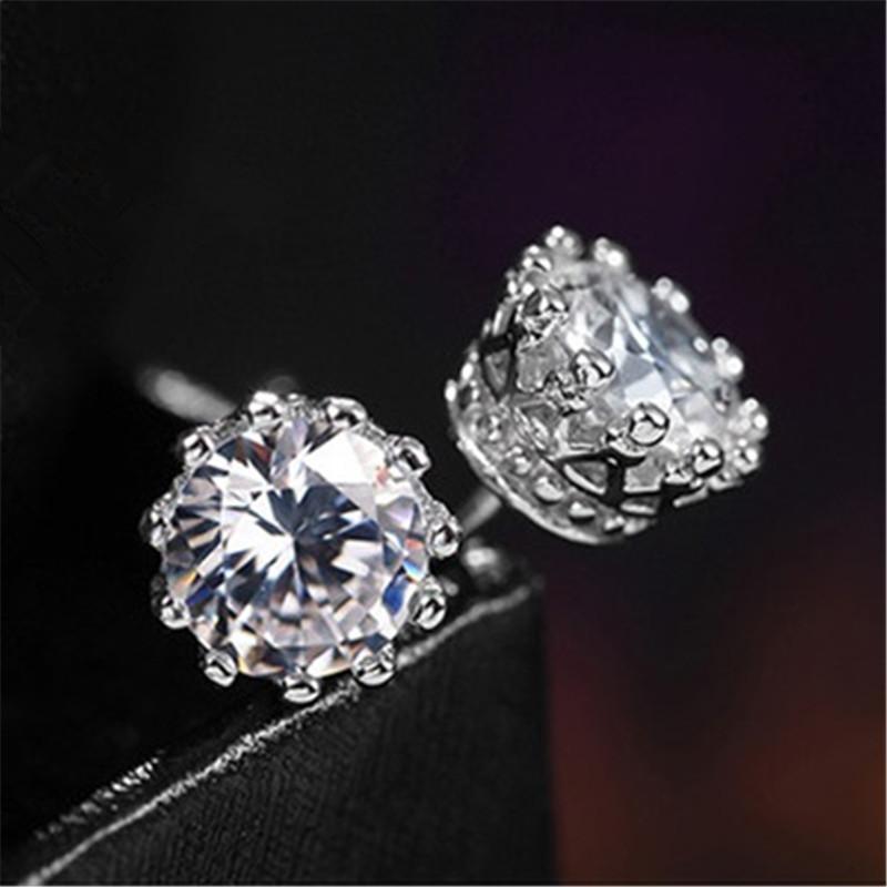 925 Sterling Silver Round Cut Cubic Zirconia Stud Earrings 3