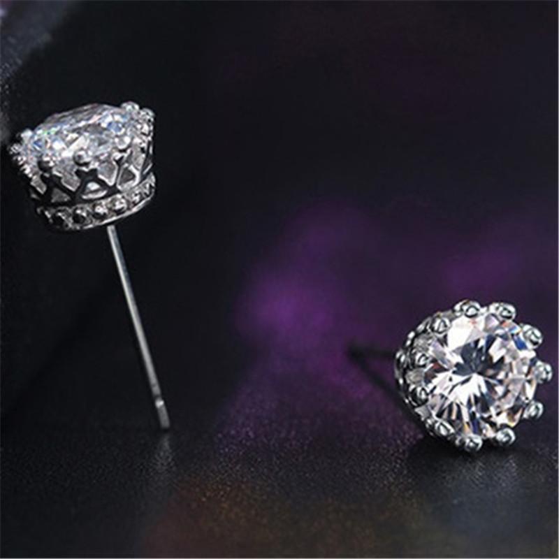 925 Sterling Silver Round Cut Cubic Zirconia Stud Earrings 4