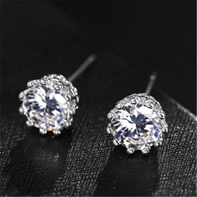 925 Sterling Silver Round Cut Cubic Zirconia Stud Earrings 5