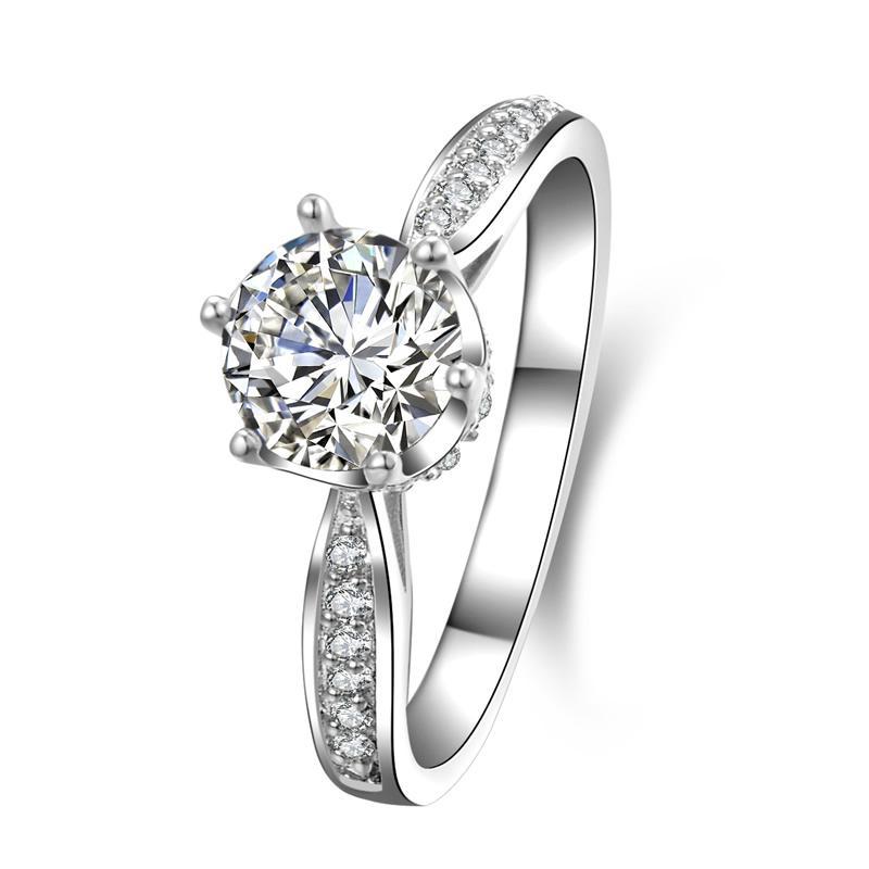 925 Sterling Silver High Setting Round CZ Ring 1