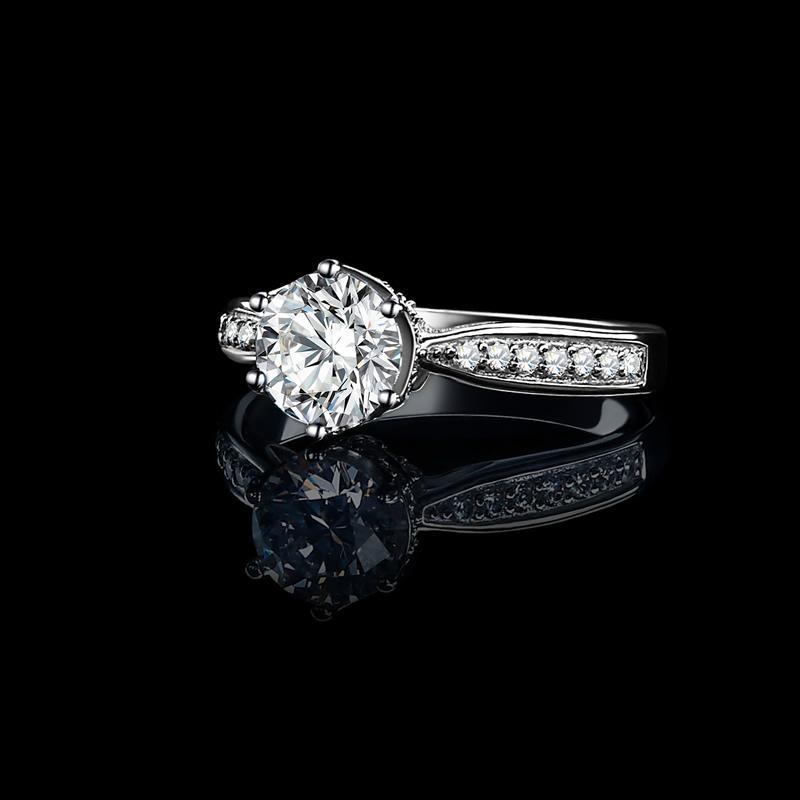 925 Sterling Silver High Setting Round CZ Ring 4