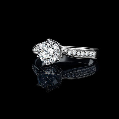 925 Sterling Silver High Setting Round CZ Ring 4