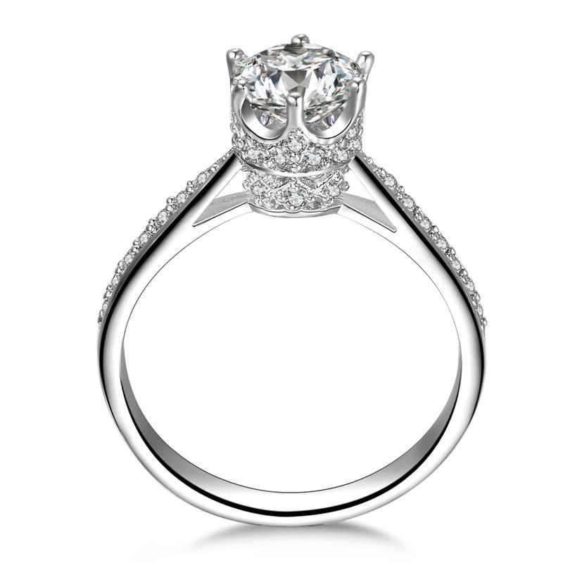 925 Sterling Silver High Setting Round CZ Ring 3