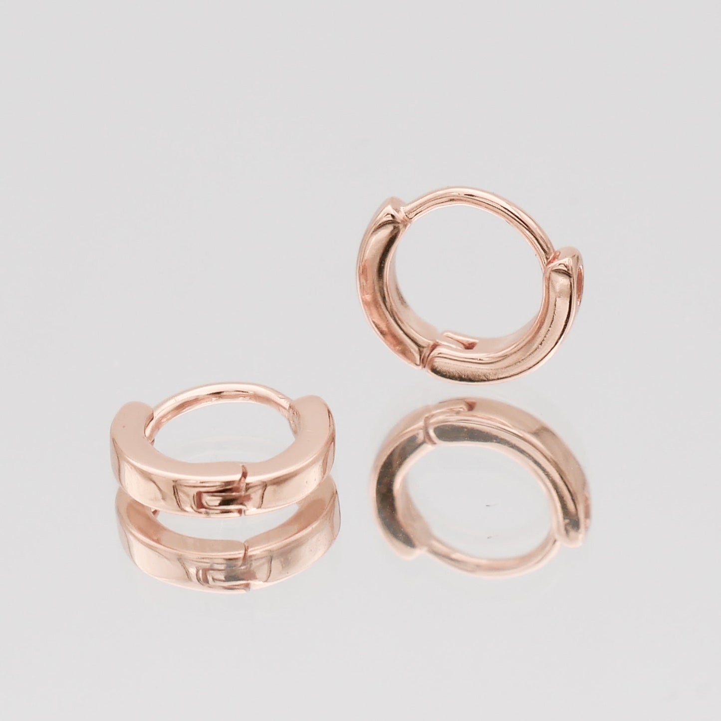 925 Sterling Silver Elle Rose Gold Filled Huggie Earrings 3