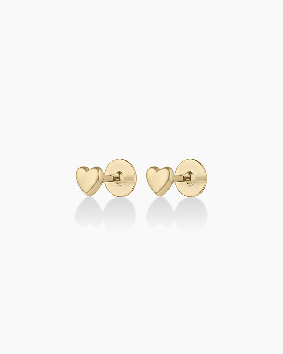 925 Sterling Silver Heart Flat Back Studs Earrings 1