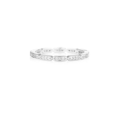 925 Sterling Silver Faye Round Cut Cubic Zirconia Wedding Band 1