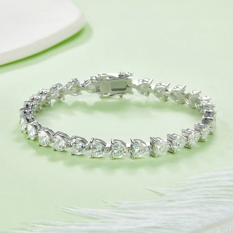 925 Sterling Silver Heart Shaped  Tennis Bracelet 3