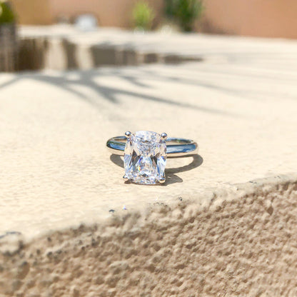 925 Sterling Silver Cushion Cut CZ Solitaire Ring 25