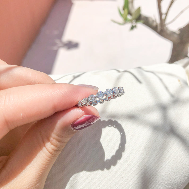 925 Sterling Silver Round CZ Full Eternity Ring 10