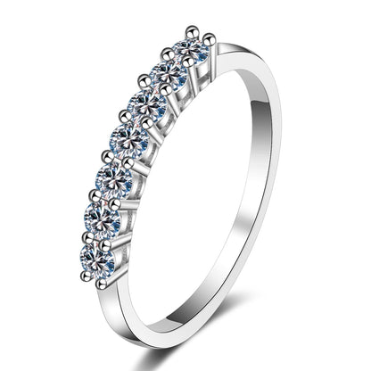 925 Sterling Silver Round Cut CZ Fashion 7-Stone Ring 1