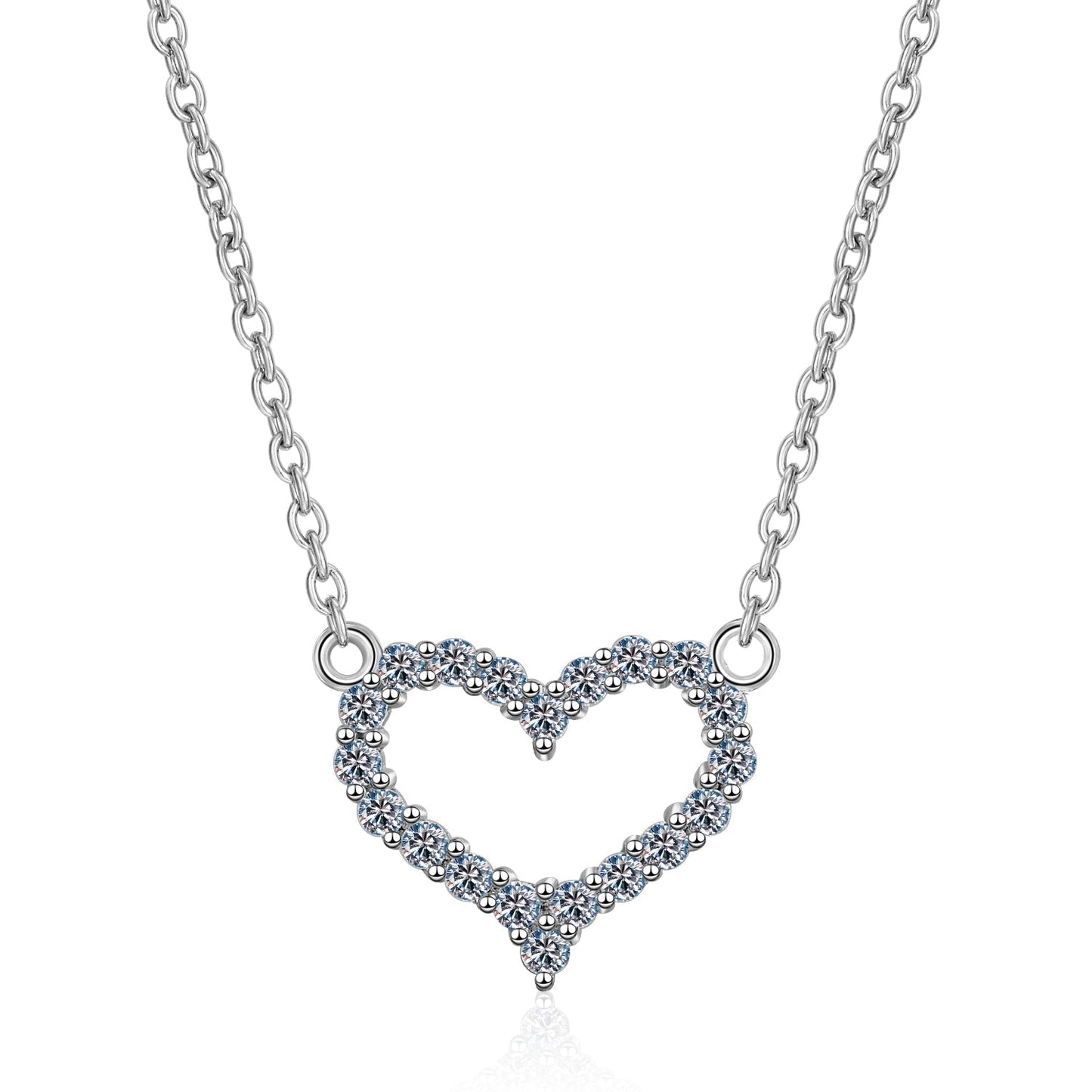 925 Sterling Silver Round Cut CZ Heart-shaped Necklace 1