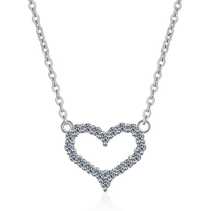 925 Sterling Silver Round Cut CZ Heart-shaped Necklace 1