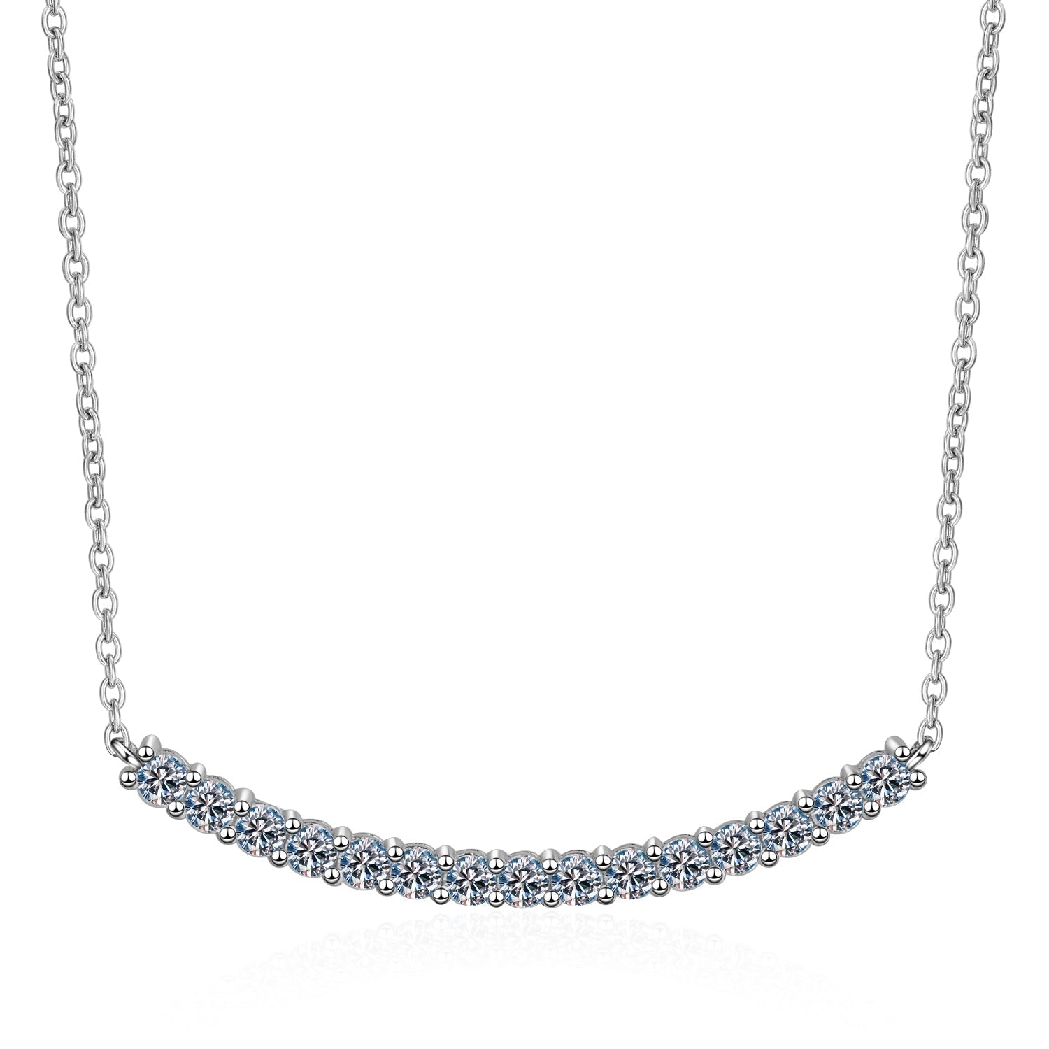 925 Sterling Silver Round Cut CZ Arc Row Necklace 1