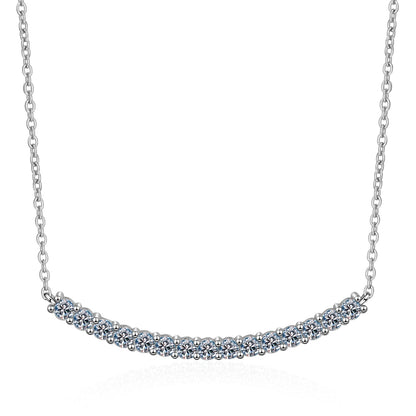 925 Sterling Silver Round Cut CZ Arc Row Necklace 1